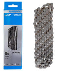 HG40 116 Link Chain for 6 7 8 Speed Bikes Gray with Quick Link packaging and unfolded chain