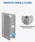 18 Pack Brushed Nickel Door Hinges Three And A Half Inch By Three And A Half Inch Interior Hinge With One Quarter Inch Radius Satin Nickel Finish Built For Steel Residential Doors Fits Bedroom And Standard Doors shown lubricated for smooth movement