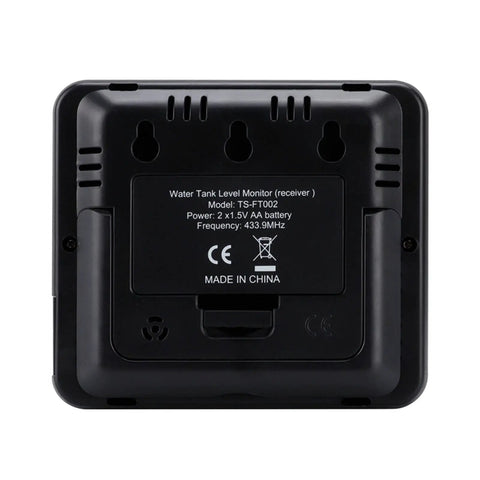 Back view of Ultrasonic Liquid Sensor For Water Tank Depth Level Meter With Temperature Display Three Point Three Inch LED Display