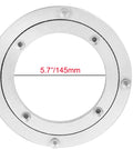 Top view of an 8 inch heavy duty aluminum turntable bearing for lazy susan and dining tables with measurements shown