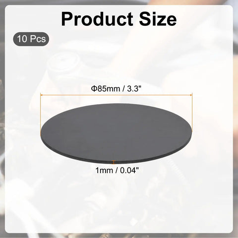 Hella Tough Rubber Solid Disc Washers 10 Pack 85mm Outer Diameter By 1mm Thick Anti Vibration Spacer Gasket Pad in black.