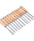 Knockout 12 Piece Wood Turning Chisels Set, High Speed Steel Carving Tools, 8 Inch Wood Lathe Gouges And Scrapers, wooden handled chisels
