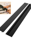 2 Pack Silicone Stove Gap Cover 21 Inch And 25 Inch Heat Resistant Easy To Clean shown in black placed between stove and counter