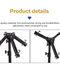 Heavy Duty Black Alloy Snare Drum Rack And Holder Stand With Adjustable Height Hinged Support showing multi-angle adjustment features.