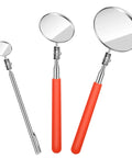Three Piece Telescoping Inspection Mirror Set With Adjustable Round Mirrors In Orange, A Go To Tool For Vehicle Checks, Small Parts