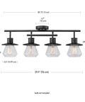 4 Light Track Lighting Kit In Dark Bronze With Clear Glass Bell Shades, Ceiling Light Fixture For Kitchen And Dining Room