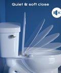 No Fuss Non Electric Elongated Bidet Toilet Seat With Dual Wash Arms And Adjustable Water Pressure, quiet close lid shown.