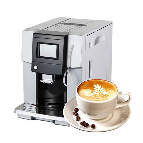 200W Commercial Coffee Machine With Lightning Fast 30 Seconds Per Cup Brew, Built In Bean Grinder With 8 Grind Levels, Silver Finish