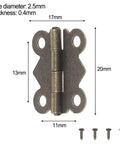 40 Pieces Antique Bronze Butterfly Hinges For Tiny Jewelry Boxes, Dollhouse Cabinets, And Miniature Woodworking Projects, 20 By 17 Mm Iron Hinges With Rust Resistant Plating And Included Screws