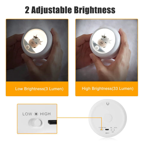Motion Sensor Night Light With Rechargeable Battery And Magnetic Mounting Three Mounting Options For Easy Placement In Bedroom Or Bathroom Perfect Gift For Cat Lovers And Kids With Adjustable Brightness