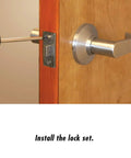 Pro Level Carbon Steel Lock Installation Kit With Adjustable Guide Template For Wood Doors easy lock set installation on a wood door.