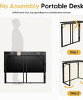 Folding Desk With 31.5 Inch Wood Top For Small Spaces No Assembly Required Compact Home Office Desk For Writing And Studying