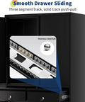 Close-up of drawer track mechanism on 72 Inch Metal Storage Cabinet On Wheels With Locking Doors And Two Drawers.