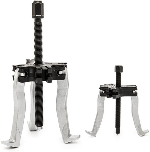 Heavy Duty Ratcheting Puller Set For Automotive Internal And External Pulls 2 And 5 Ton Converts To Two Or Three Leg Pullers Easy Jaw Connection And Quick Release Ideal For Pulley Removals And Gearbox Work shown in metallic finish