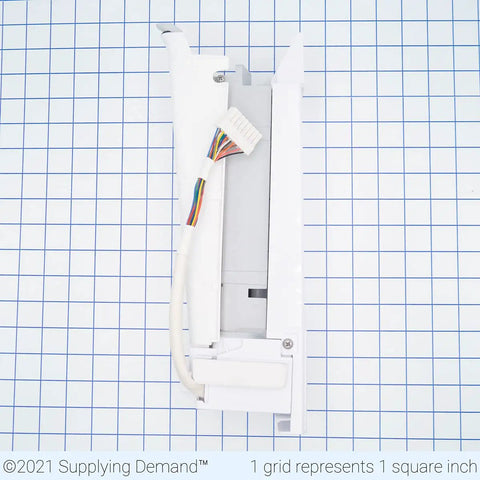 Plug-And-Play Ice Maker Assembly for Fridge Model Specific DA97-15217D DA97-15217B Replacement, side view with wiring