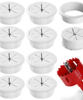 Eight-piece Two Inch Desk Grommet Set White ABS Plastic Cable Hole Covers With Hole Saw for wires through the countertop