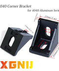 Solid 10 Piece 90 Degree Corner Bracket Set For 4040 Aluminum Extrusion 8mm Slot, black finish with precise measurements shown