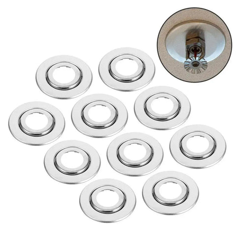 Heavy Duty Stainless Steel Double Disc Fire Sprinkler Cover Plates 20 Pack Ceiling Escutcheon kit with shiny finish.