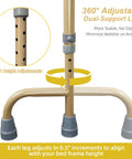 Heavy Duty Bed Rail For Seniors With Non Slip Ergonomic Handle And Handy Storage Pocket 360 Degree Swivel Bed Cane Legs