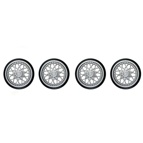 RC Truck Rubber Drifting Tires Wheel Kit 1 Set For D12 D42 Models Upgrade Spare Parts Silver Durable Grippy Performance