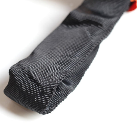 Close-up of Two Pack Black Endless Round Slings Heavy Duty Polyester Lifting Slings With 5300 Lbs Vertical Capacity 4240 Lbs Choker Capacity And 10600 Lbs Basket For Rigging Towing Construction Two Feet showing textured material.