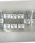 Hydraulic Grease Nipples And Fittings Kit - 260-Piece Metric And Imperial Assortment with various sizes in labeled compartments