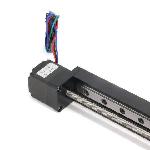 Slick Mini Linear Rail Guide Slide Actuator 250mm Stroke With T6x1 Lead Screw And NEMA 11 Stepper Motor, close view