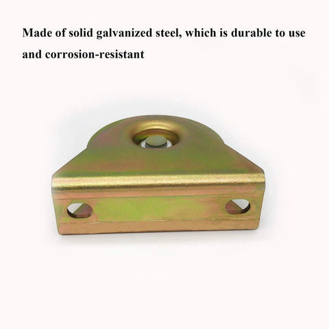 2in V-groove caster mounting plate, angled front view, zinc-plated steel with two mounting holes