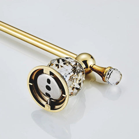 Crystal Gold Toilet Paper Holder For Modern Bathrooms Wall Mounted Zinc Alloy Tissue Hanger Big Roll Compatible, side view