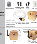 Package contents of Twinkle 16W RGBW Fiber Optic Starlight Headliner Kit, including remote, fiber optic cable, and light engine.