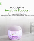 Compact Ultrasonic Cleaner Pod With Uv C Light And Smart One Touch Mode For Rapid Deep Washing of jewelry and dental supplies in sink.