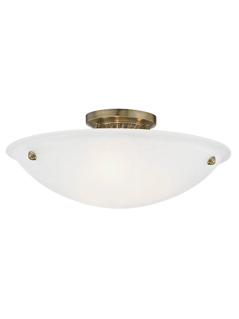 Oasis 3 Light Ceiling Mount Antique Brass Finish Modern Steel Build Contemporary Living Room Ceiling Light Fixture With Dope Clean Lines