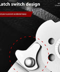 Rugged Stainless Steel Wire Stripper And Cable Cutter Pliers Quick Release Jaw showing latch switch design for safety.