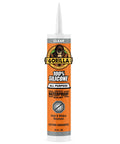 Gorilla 100% silicone sealant, all purpose, 10 oz cartridge, clear, front view