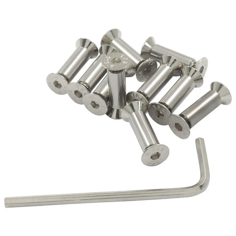 10 Pcs Knife Handle Screws and Fasteners Set, Silver Hex Flat Head Screws with Allen Key, M4 Shafts, 12mm Connecting Rod Length