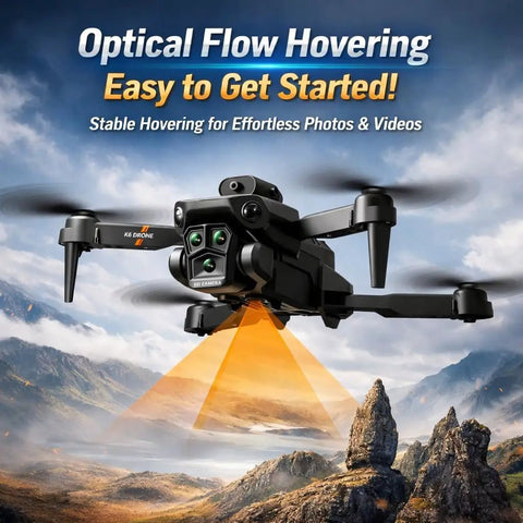 4K FPV Drone With Triple Camera System And Optical Flow Stabilization Obstacle Avoidance Long Range RC Quadcopter over mountains