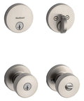 991 Pismo Keyed Entry Knob and Single Cylinder Deadbolt Combo Pack With SmartKey Microban Satin Nickel Finish