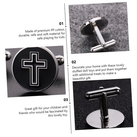 Cross Cufflinks For Men Black Titanium Steel Dress Shirt Fasteners Decorative Accessories That Give You A Sharp Boss Vibe