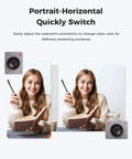 Next Level 4K USB Camera For PC With Plug And Play Setup showing webcam orientation switch for streaming scenarios.