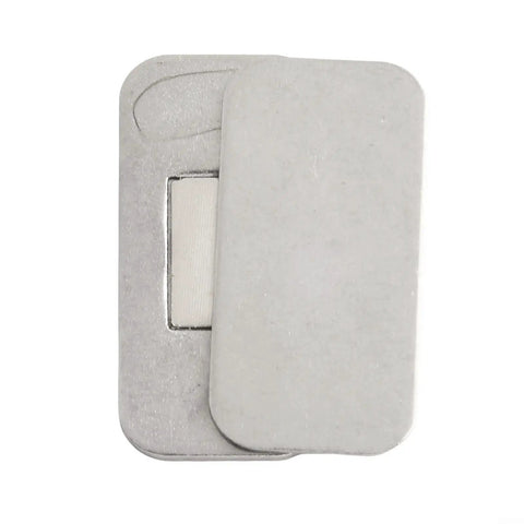 Premium Magnetic Cabinet Door Catch Silver Set For Secure Drawer Closures, Easy Peel Install With Strong Hold to Keep Kitchen Cupboards Shut Tight No More Banging Or Slamming, top view.