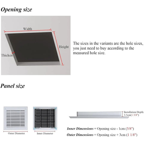 Top Shelf Aluminum Louvered Access Panel With Built In Filter For Drywall Vent And Attic Inspection Door 18x24 Inch dimensions and installation guide.