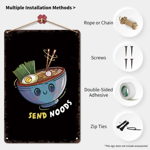 Funny Vintage Metal Sign Ramen Noods Tin Wall Art 8x12 Inches For Home Room Garage Office Decor Noodle Lover Gift