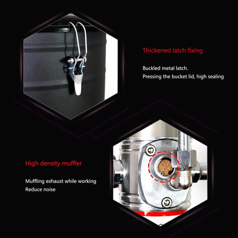 Portable Grease Pump With Oil Water Separator And Explosion Proof Tubing 80 to 1 Air Operated Lubrication Gun showing thickened latch and high density muffler features.