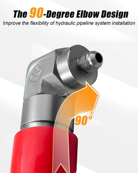 90 Degree Elbow Kit for Hydraulic Quick Connects, 1/2 in Body Size, 3/8 in JIC Male Threads, Flat Face Coupling with Dust Cap