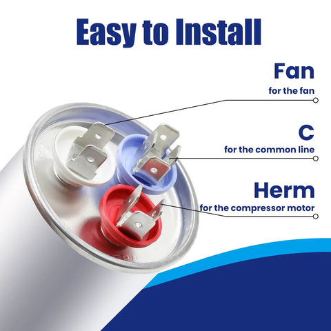 45/7.5 MFD AC Capacitor 370V 440V 50/60Hz CBB65B Run Start For Air Conditioners, labeled terminals C, Herm, Fan