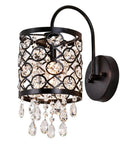 Crystal Wall Sconce Set Of 2 Indoor Wall Lamps With Lattice Drum Shade For Bedroom Bedside Living Room Black Finish Durable Solid Metal Construction Slick Modern Home Decor, close-up