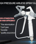 Heavy Duty Airless Paint Spray Gun Packing 3600 Psi With A Wide 517 Tip for fine atomization and durability in home projects.
