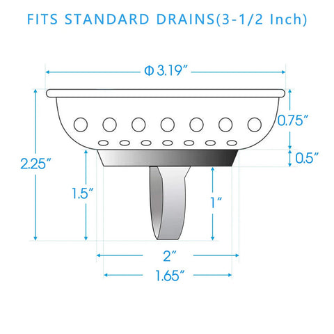 No Fuss 2 In 1 Kitchen Sink Strainer Stopper With Spring Clip Plunger For Standard 3-1/2 Inch Drains diagram