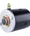 Front view of a hydraulic pump motor: black cylindrical housing with silver front mounting flange and bolts