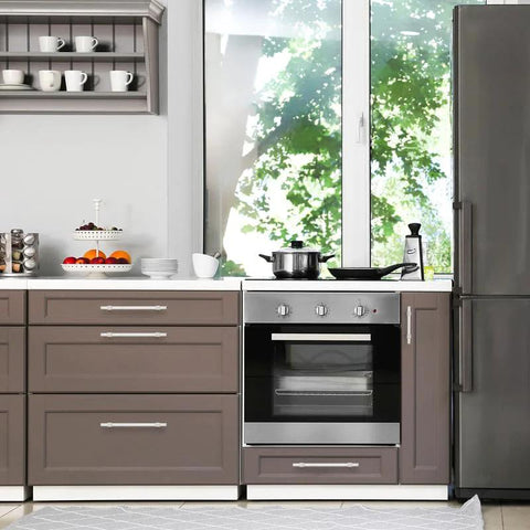 Brushed Nickel Cabinet Handles 25 Pack For Cabinets And Drawers 6-1/4 Inch Center To Center Stainless Steel Cabinet Pulls installed